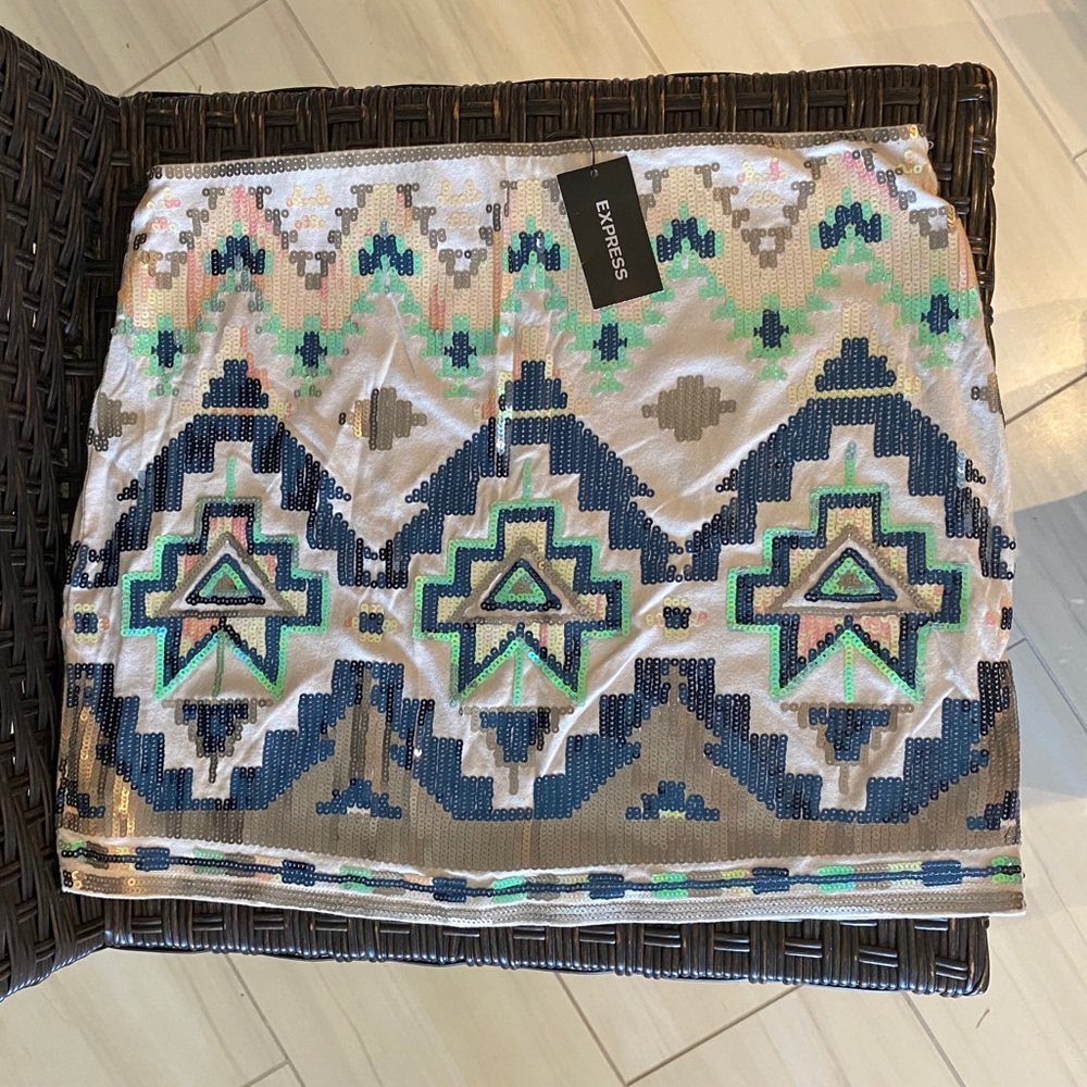 Express Aztec sequin skirt